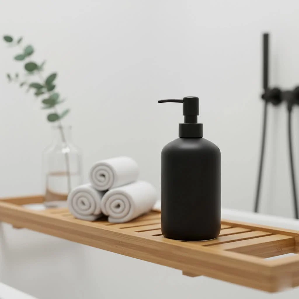 Simplehuman soap dispenser on a kitchen counter